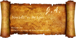 Jovián Arion névjegykártya